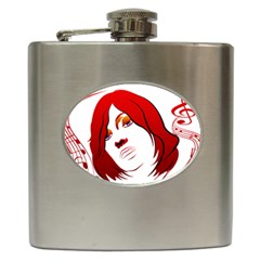 Women Face With Clef Hip Flask (6 Oz) by EnjoymentArt