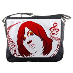 Women Face With Clef Messenger Bags by EnjoymentArt