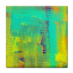 Abstract In Turquoise, Gold, And Copper Tile Coasters