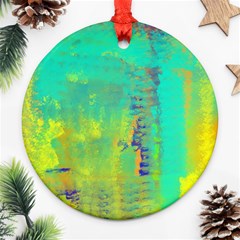 Abstract In Turquoise, Gold, And Copper Ornament (round) 