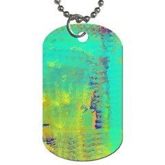 Abstract In Turquoise, Gold, And Copper Dog Tag (two Sides)