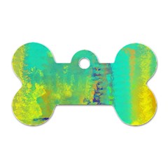 Abstract In Turquoise, Gold, And Copper Dog Tag Bone (two Sides)