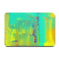 Abstract In Turquoise, Gold, And Copper Small Doormat  by digitaldivadesigns