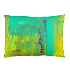 Abstract In Turquoise, Gold, And Copper Pillow Cases