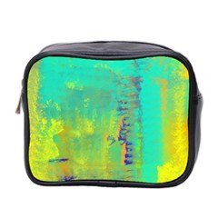 Abstract In Turquoise, Gold, And Copper Mini Toiletries Bag 2-side