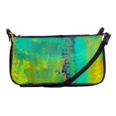 Abstract In Turquoise, Gold, And Copper Shoulder Clutch Bags