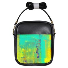 Abstract In Turquoise, Gold, And Copper Girls Sling Bags