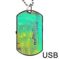 Abstract In Turquoise, Gold, And Copper Dog Tag Usb Flash (two Sides) 