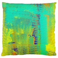 Abstract In Turquoise, Gold, And Copper Large Cushion Cases (one Side) 