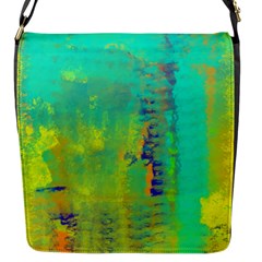 Abstract In Turquoise, Gold, And Copper Flap Messenger Bag (s)