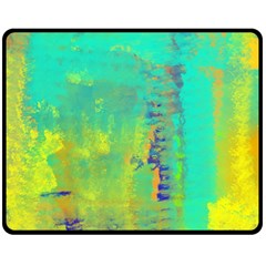 Abstract In Turquoise, Gold, And Copper Double Sided Fleece Blanket (medium) 