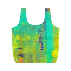 Abstract In Turquoise, Gold, And Copper Full Print Recycle Bags (m) 