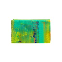 Abstract In Turquoise, Gold, And Copper Cosmetic Bag (xs)