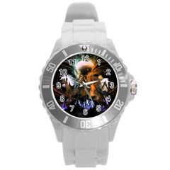 Wonderful Horses In The Universe Round Plastic Sport Watch (l)