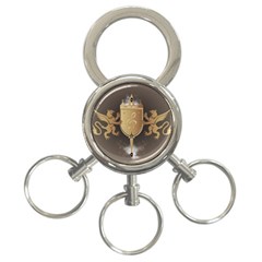 Music, Clef On A Shield With Liions And Water Splash 3-ring Key Chains