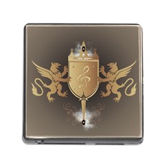 Music, Clef On A Shield With Liions And Water Splash Memory Card Reader (square)