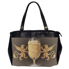 Music, Clef On A Shield With Liions And Water Splash Office Handbags (2 Sides)  by FantasyWorld7