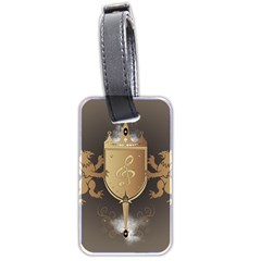 Music, Clef On A Shield With Liions And Water Splash Luggage Tags (two Sides) by FantasyWorld7