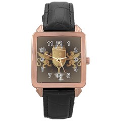 Music, Clef On A Shield With Liions And Water Splash Rose Gold Watches by FantasyWorld7