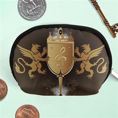 Music, Clef On A Shield With Liions And Water Splash Accessory Pouches (medium) 