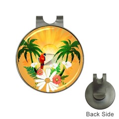 Cute Parrot With Flowers And Palm Hat Clips With Golf Markers