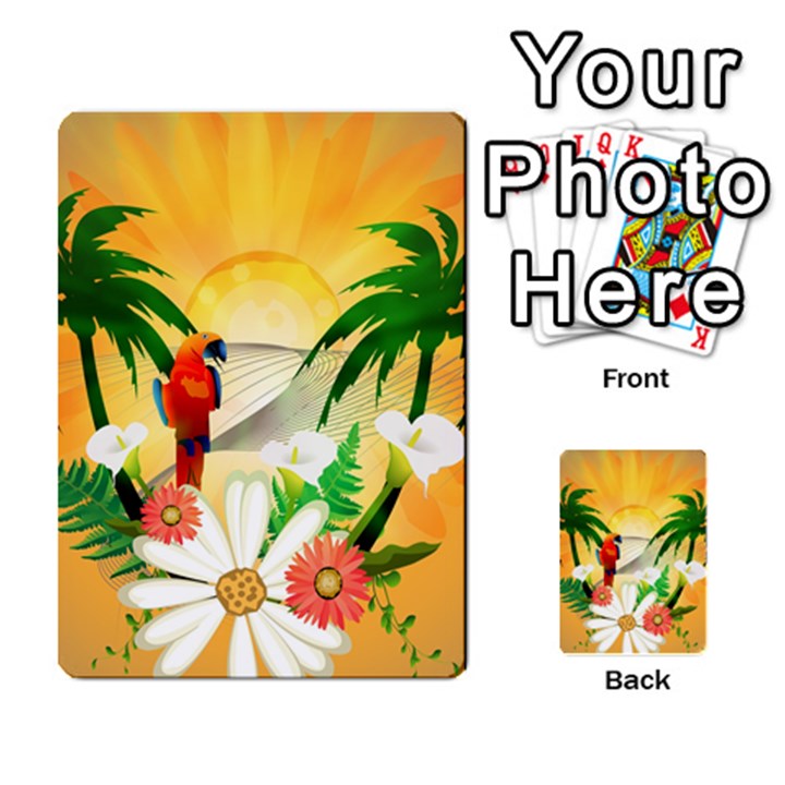 Cute Parrot With Flowers And Palm Multi-purpose Cards (Rectangle) 