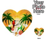 Cute Parrot With Flowers And Palm Multi-purpose Cards (Heart)  Front 1