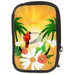 Cute Parrot With Flowers And Palm Compact Camera Cases