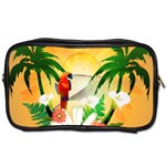 Cute Parrot With Flowers And Palm Toiletries Bags Front