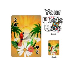 Cute Parrot With Flowers And Palm Playing Cards 54 (mini)  by FantasyWorld7