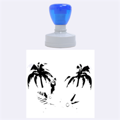 Cute Parrot With Flowers And Palm Rubber Round Stamps (large) by FantasyWorld7