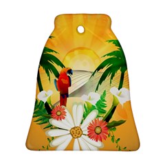 Cute Parrot With Flowers And Palm Ornament (bell) 