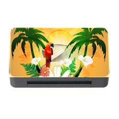 Cute Parrot With Flowers And Palm Memory Card Reader With Cf