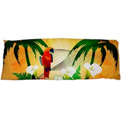 Cute Parrot With Flowers And Palm Body Pillow Cases (dakimakura)  by FantasyWorld7