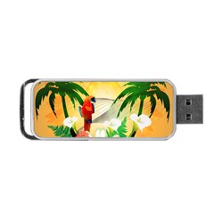 Cute Parrot With Flowers And Palm Portable Usb Flash (one Side)