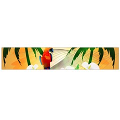 Cute Parrot With Flowers And Palm Flano Scarf (large)  by FantasyWorld7