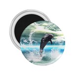 Funny Dolphin Jumping By A Heart Made Of Water 2.25  Magnets