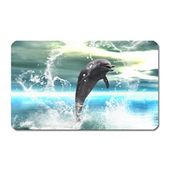 Funny Dolphin Jumping By A Heart Made Of Water Magnet (rectangular) by FantasyWorld7