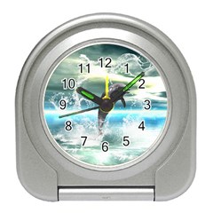 Funny Dolphin Jumping By A Heart Made Of Water Travel Alarm Clocks