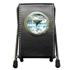 Funny Dolphin Jumping By A Heart Made Of Water Pen Holder Desk Clocks