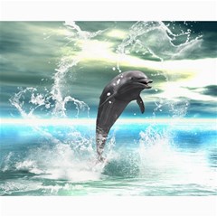 Funny Dolphin Jumping By A Heart Made Of Water Collage 8  X 10  by FantasyWorld7