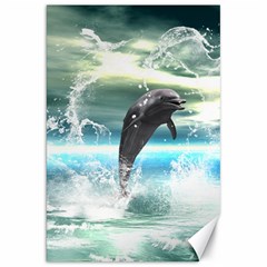 Funny Dolphin Jumping By A Heart Made Of Water Canvas 20  X 30   by FantasyWorld7