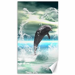 Funny Dolphin Jumping By A Heart Made Of Water Canvas 40  X 72   by FantasyWorld7