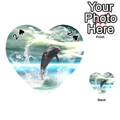 Funny Dolphin Jumping By A Heart Made Of Water Playing Cards 54 (heart)  by FantasyWorld7