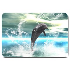 Funny Dolphin Jumping By A Heart Made Of Water Large Doormat 