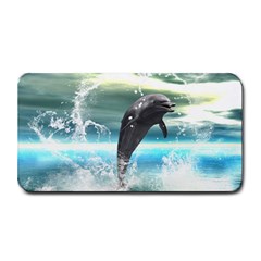 Funny Dolphin Jumping By A Heart Made Of Water Medium Bar Mats