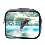 Funny Dolphin Jumping By A Heart Made Of Water Mini Toiletries Bag 2-Side