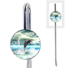 Funny Dolphin Jumping By A Heart Made Of Water Book Mark