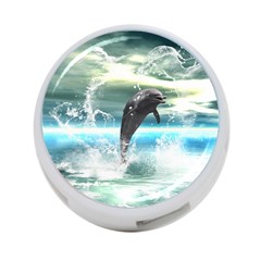 Funny Dolphin Jumping By A Heart Made Of Water 4-port Usb Hub (one Side)