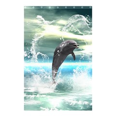 Funny Dolphin Jumping By A Heart Made Of Water Shower Curtain 48  X 72  (small) 